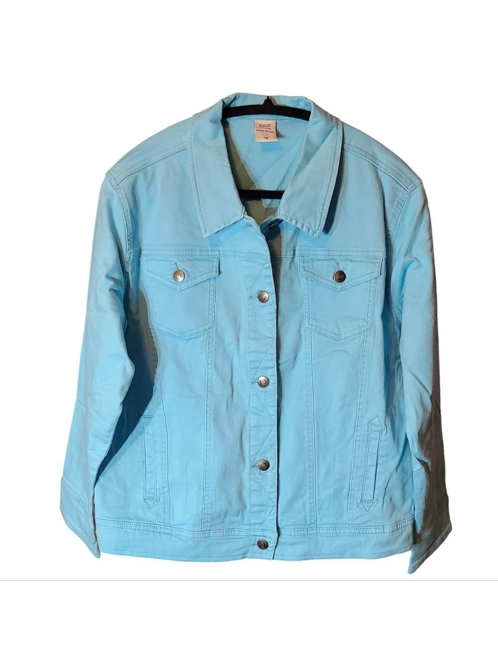039 WOMEN'S PLUS 1X MINT GREEN DENIM JACKET